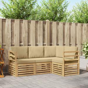 VidaXL Ülőgarnitúrák 4 pcs Fehér és Bézs 185,5 x 126,5 x 73 cm