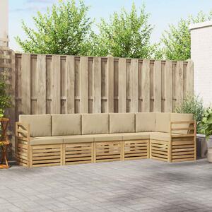VidaXL Kültéri kanapé szett 6 pcs Fehér és Bézs 306 x 128,5 x 73 cm