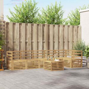VidaXL Kültéri kanapé szett 7 pcs Fehér 59 x 59 x 37 cm Tömör Akácfa