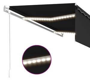 VidaXL antracitszürke redőnyös, LED-es, szélérzékelős napellenző 5x3 m