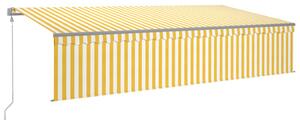 VidaXL sárga-fehér redőnyös, LED-es, szélérzékelős napellenző 6x3 m