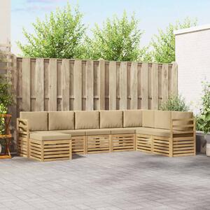 VidaXL Kültéri kanapé szett 8 pcs Fehér és Bézs 304 x 185,5 x 73 cm