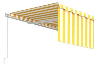 VidaXL sárga és fehér kézzel kihúzható napellenző redőnnyel 5 x 3 m