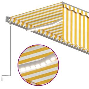 VidaXL sárga-fehér redőnyös, LED-es, szélérzékelős napellenző 5x3 m