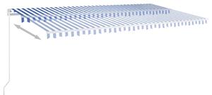 VidaXL kék és fehér automata napellenző póznákkal 6 x 3,5 m