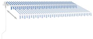VidaXL kék-fehér automata póznás napellenző 450 x 300 cm