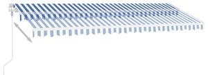VidaXL kék-fehér automata póznás napellenző 500 x 350 cm