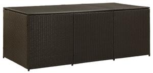 Barna polyrattan kerti tárolóláda 180 x 90 x 70 cm