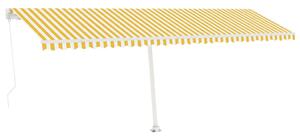 VidaXL sárga-fehér kézzel kihúzható póznás napellenző 600 x 300 cm