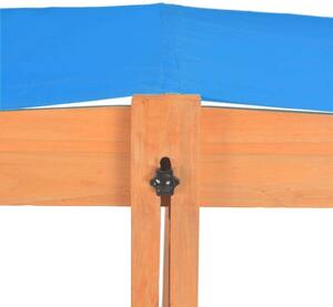 VidaXL fenyőfa Homokozó állítható tetővel UV50 #kék