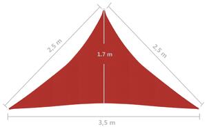 VidaXL piros HDPE napvitorla 160 g/m² 2,5 x 2,5 x 3,5 m