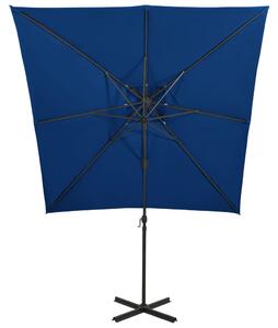 VidaXL azúrkék dupla tetejű konzolos napernyő 250 x 250 cm