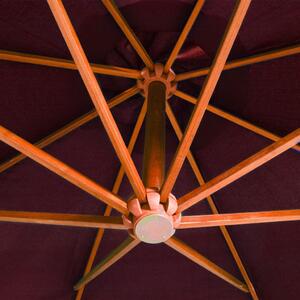 VidaXL bordó tömör fenyőfa függő napernyő rúddal 3,5 x 2,9 m