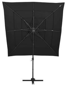 VidaXL 4 szintes fekete napernyő alumíniumrúddal 250 x 250 cm