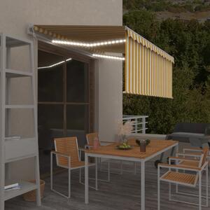 VidaXL sárga-fehér LED-es, szélérzékelős napellenző redőnnyel 3,5x2,5m