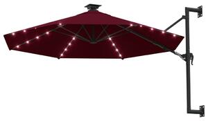 VidaXL burgundi vörös fali napernyő LED-ekkel és fémrúddal 300 cm