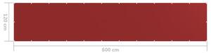 VidaXL piros HDPE erkélytakaró 120 x 600 cm