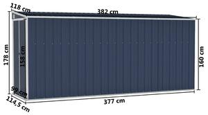 VidaXL antracitszürke acél falhoz erősíthető fészer 118 x 382 x 178 cm