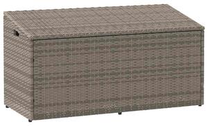 Szürke polyrattan kerti tárolóláda 110 x 50 x 58 cm