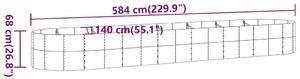 VidaXL szürke porszórt acél kerti magaságyás 584x140x68 cm