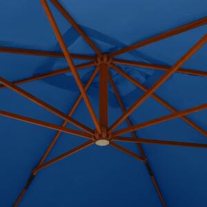 VidaXL azúrkék konzolos napernyő fa rúddal 400 x 300 cm