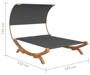 VidaXL antracitszürke hajlított fa tetőponyvás napágy 165x210x155 cm