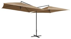 VidaXL tópszínű dupla napernyő acélrúddal 250 x 250 cm