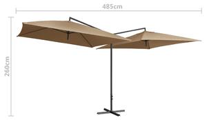 VidaXL tópszínű dupla napernyő acélrúddal 250 x 250 cm