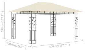 VidaXL krémszínű pavilon szúnyoghálóval 4 x 3 x 2,73 m 180 g/m²