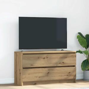 Kézműves tölgy színű szerelt fa TV-szekrény 100x35x54 cm
