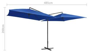 VidaXL azúrkék dupla napernyő acélrúddal 250 x 250 cm