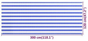 VidaXL kék-fehér HDPE erkélytakaró 120 x 300 cm