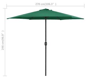 VidaXL zöld kültéri napernyő alumíniumrúddal 270 x 246 cm