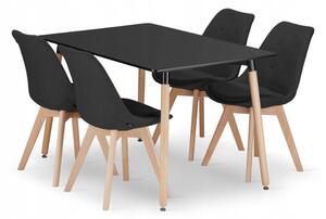 Étkezőgarnitúra 1+4, ADRIA fekete asztal 120x80 + DAREN NORI fekete székek