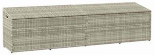 Világosszürke polyrattan kerti tárolóláda 220x50x58 cm
