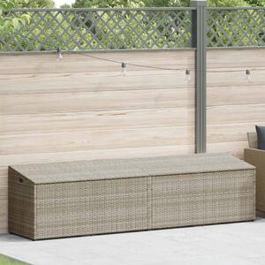 Világosszürke polyrattan kerti tárolóláda 220x50x58 cm