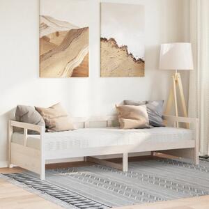 Fehér tömör fenyőfa kanapéágy matraccal 90 x 200 cm