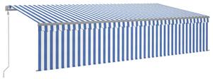 VidaXL kék és fehér automata napellenző redőnnyel 6 x 3 m