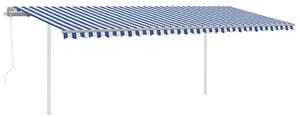 VidaXL kék és fehér automata napellenző póznákkal 6 x 3,5 m