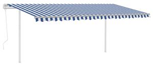 VidaXL kék és fehér automata napellenző póznákkal 5x3 m