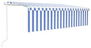 VidaXL kék és fehér automata napellenző redőnnyel 5 x 3 m