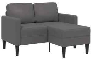 Szürke műbőr 2 üléses kanapé L-alakú kanapéval 125 cm