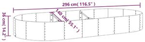 VidaXL szürke porszórt acél kerti magaságyás 296x140x36 cm