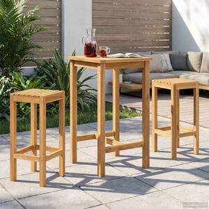 Kültéri Bár Szett 3 pcs Kezeletlen Tömör Teakfa