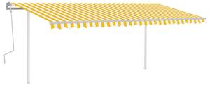 VidaXL sárga és fehér kézzel kihúzható napellenző póznákkal 5 x 3,5 m