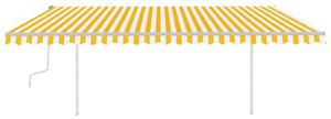 VidaXL sárga és fehér kézzel kihúzható napellenző póznákkal 5 x 3,5 m