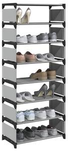 Fekete nem szőtt szövetből cipőállvány 8 szintes 54x28x124 cm