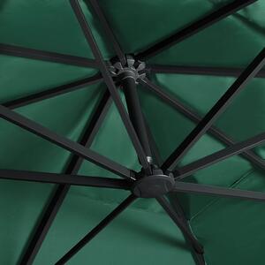 VidaXL zöld konzolos napernyő LED-del és alumínium rúddal 400 x 300 cm