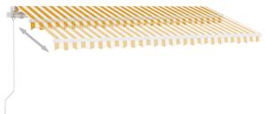 VidaXL sárga-fehér kézzel kihúzható póznás napellenző 400 x 350 cm