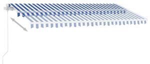 VidaXL kék és fehér kézzel kihúzható póznás napellenző 400 x 300 cm
